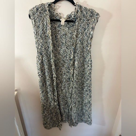 Chico’s long duster fringed sweater vest size L - Picture 1 of 7